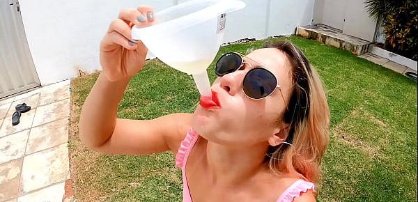  drinking piss for funnel and deep throat -aprilbigass-